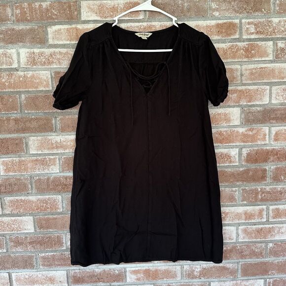 Lucky Brand Black Lace Up Dress Small - Picture 1 of 9
